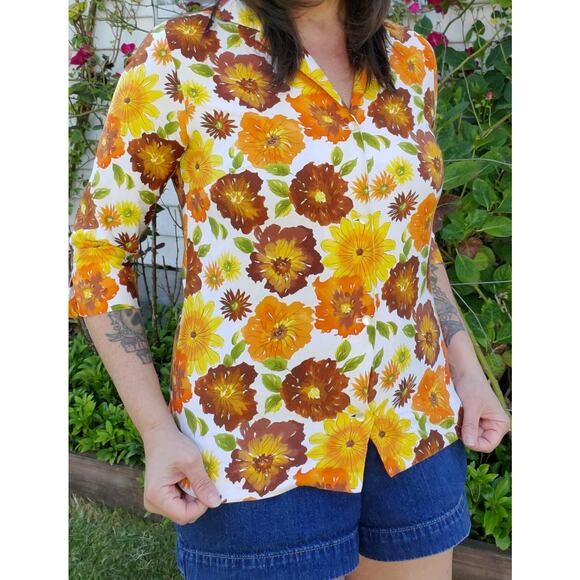 Vintage 60's-70's cotton floral summer blouse by Lady Manhattan! - Picture 1 of 9